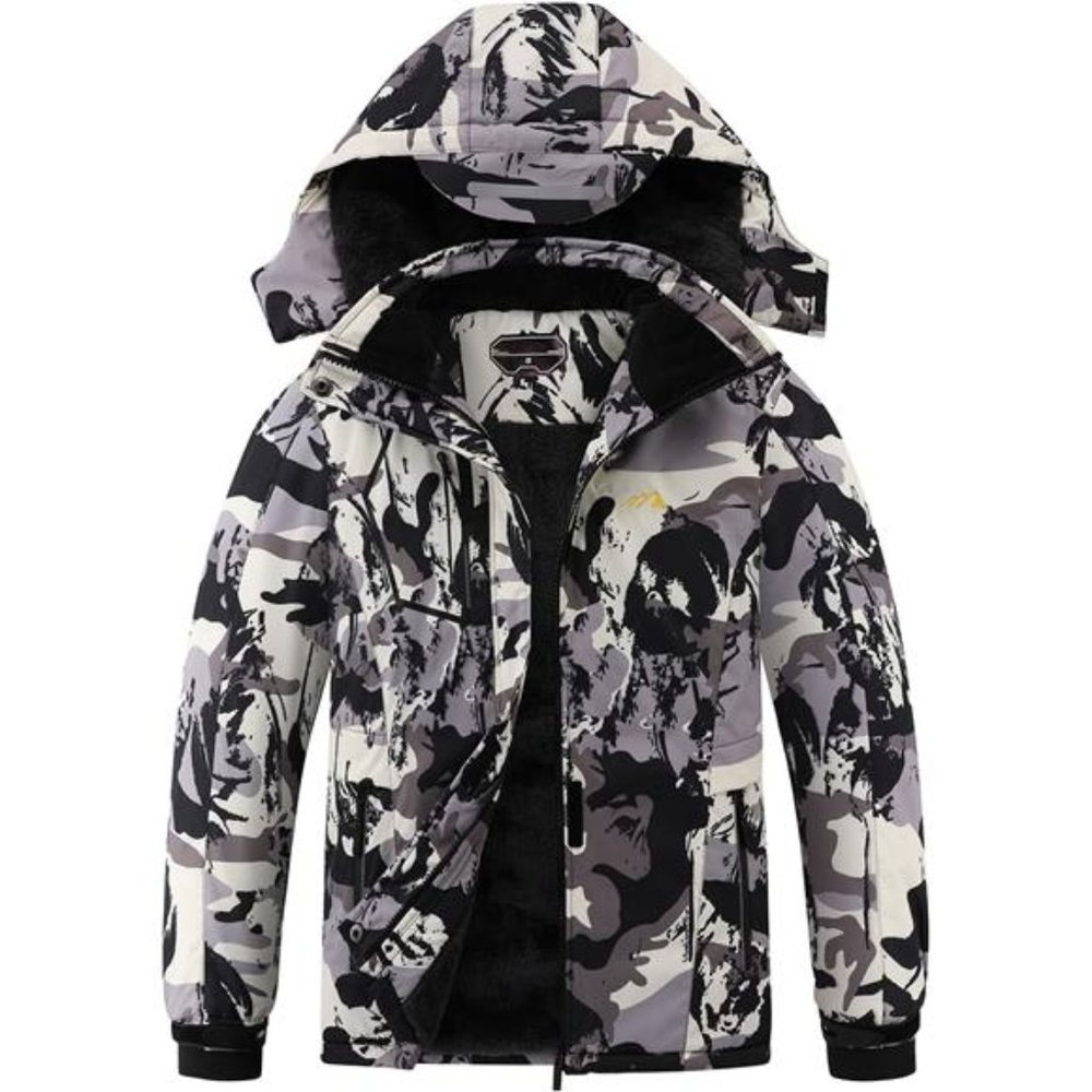 Kid's Ski Jacket Winter Waterproof Coat Snowboarding Jacket with Detachable Hood